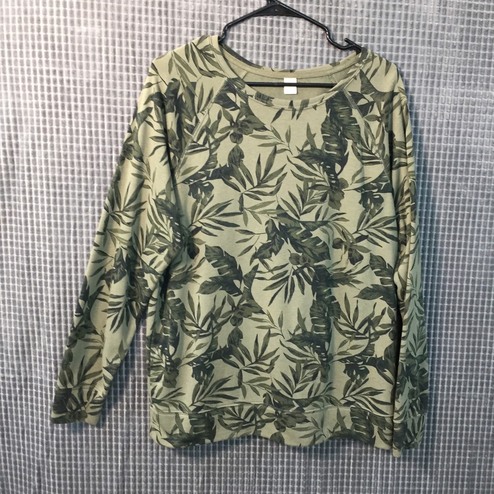Old Navy Womens Relaxed Vintage Tropical Palm Leaf Sweatshirt Green Large 202062